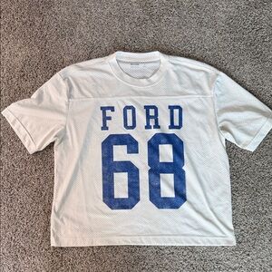 Hollister Cream Mesh Boxy Crop Top